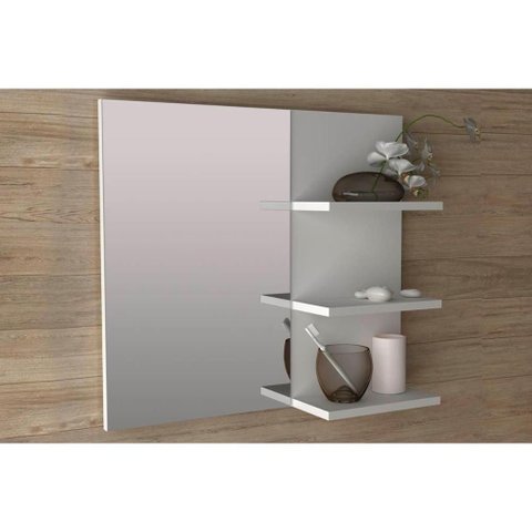 Armário de Banheiro C-espelho Bn3608 3 Prateleiras 60cm Cor Branco - Tecno Mobili