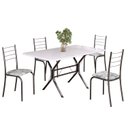 Ver imagem 2 de Conjunto Sala de Jantar Mesa Retangular 120x75cm Tampo Madeira MDP White 4 Cadeiras Rio Prata/Paraopeba/Mart