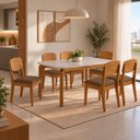 Ver imagem 1 de Conjunto de Mesa de Jantar Dublin 180 Tp MDF Laminado Canto Copo 6 Cadeiras Cleo