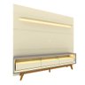 Painel e Rack Led Pés Madeira Royal Requinte 212 Off White Cinza - Gelius - 2
