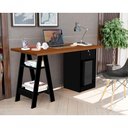 Ver imagem 1 de Escrivaninha Cavalete 2 Prateleira 2 Nichos 1 Gaveta Bali Preto e Naturalle Carmolar