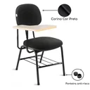 Ver imagem 3 de Carteira Universitária Secretária Estofada C/ Grade – Corino Preto – Martiflex