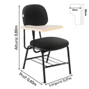 Ver imagem 2 de Carteira Universitária Secretária Estofada C/ Grade – Corino Preto – Martiflex