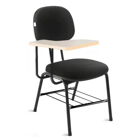 Carteira Universitária Secretária Estofada C/ Grade – Corino Preto – Martiflex