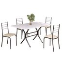 Ver imagem 2 de Conjunto Sala de Jantar Mesa Retangular 120x75cm Tampo Madeira MDP White 4 Cadeiras Rio Prata/Creme/Mart
