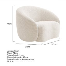 Poltrona Orgânica Luxo Recepção Amore Linho Amarena Móveis Bege - 3
