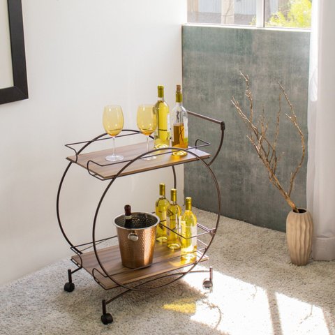 Carrinho Bar Decorativo Vintage Marrom/Aço Corten/Castanho Tannat