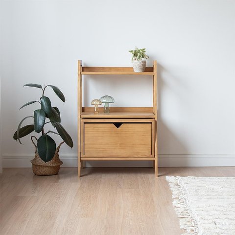 Conjunto Estante Pipa 3 Prateleira com Nicho com Porta Amêndoa