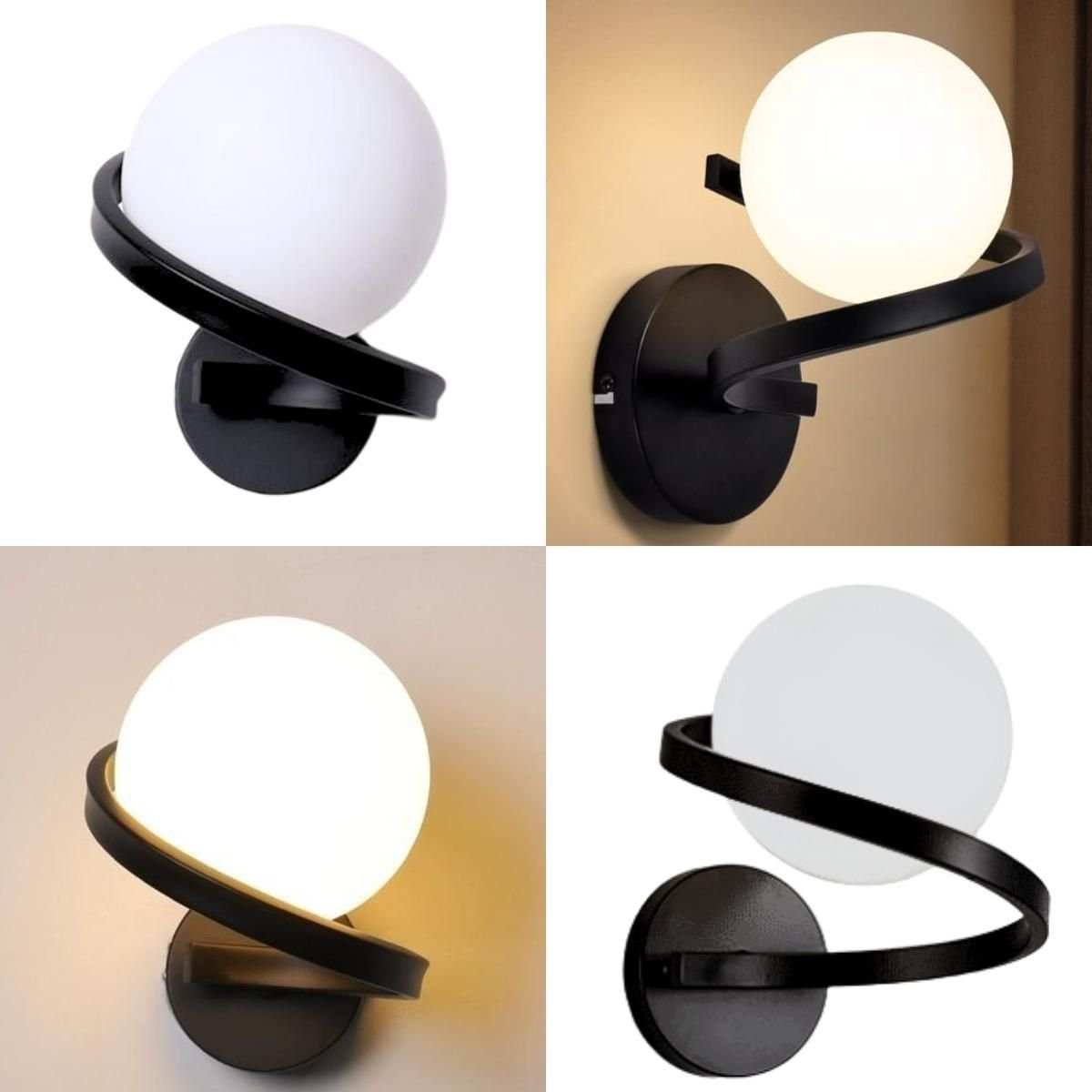 Luminária Arandela 24cm Globo Vidro 15cm Jabuticaba Parede Gimpo Kjbd-444:preto - 10