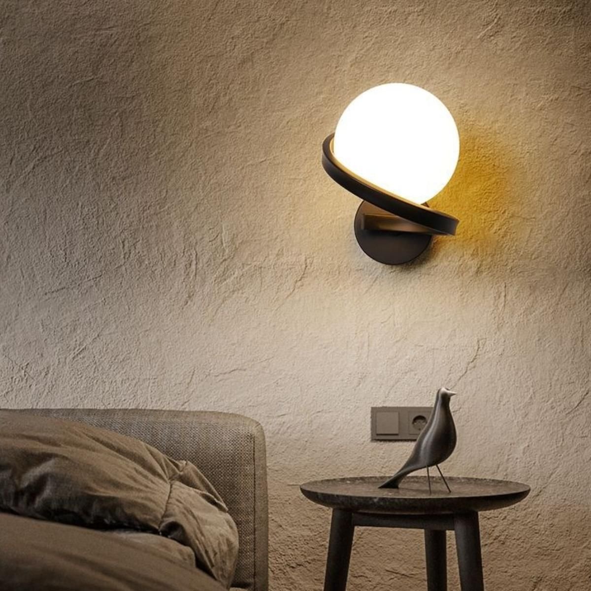 Luminária Arandela 24cm Globo Vidro 15cm Jabuticaba Parede Gimpo Kjbd-444:preto - 7