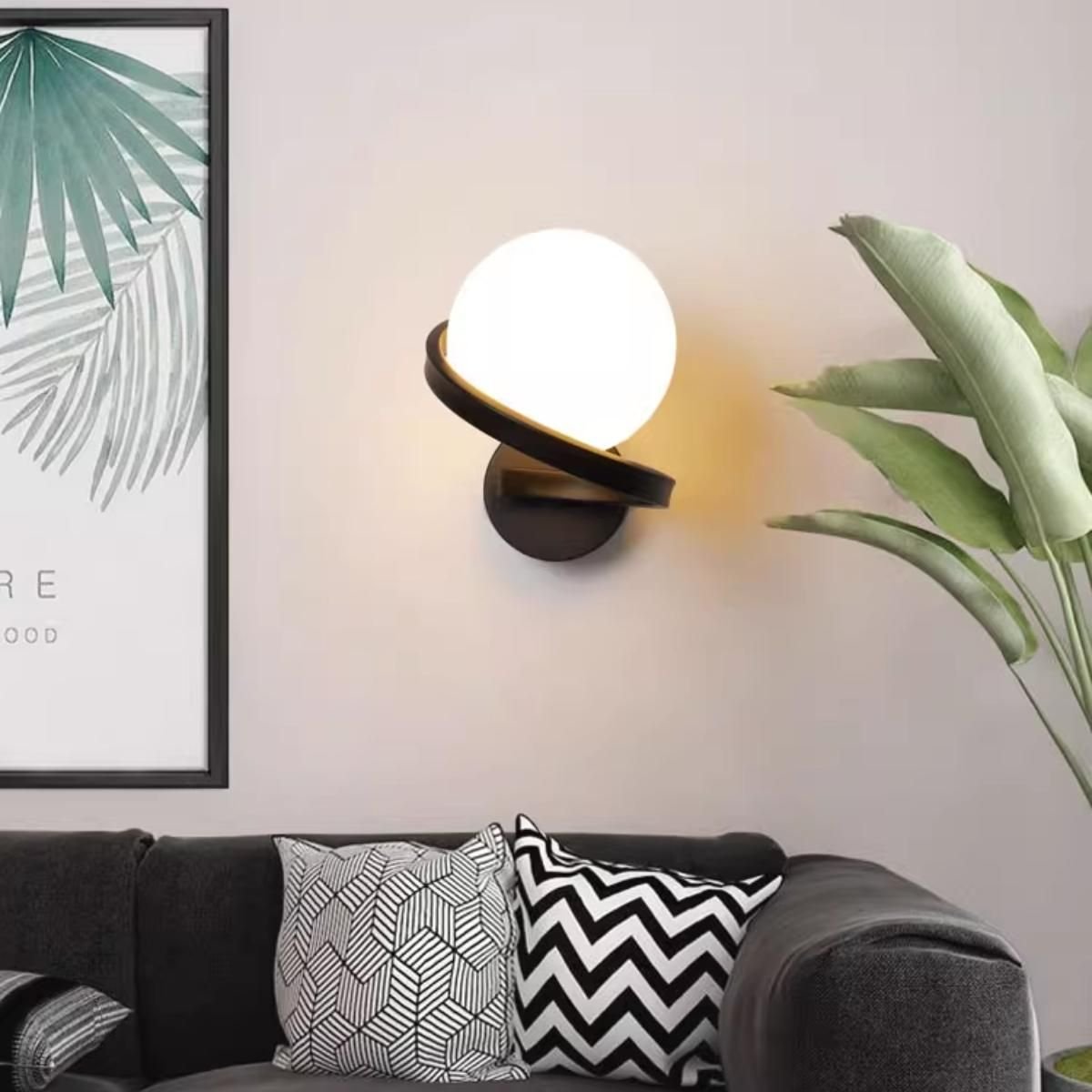 Luminária Arandela 24cm Globo Vidro 15cm Jabuticaba Parede Gimpo Kjbd-444:preto - 9