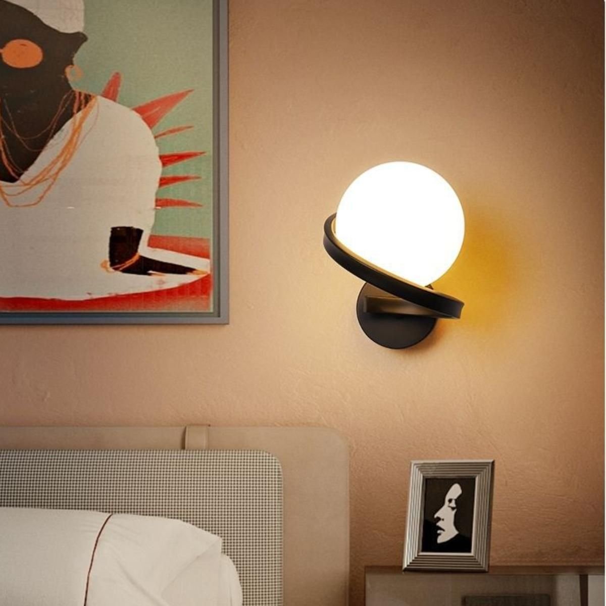 Luminária Arandela 24cm Globo Vidro 15cm Jabuticaba Parede Gimpo Kjbd-444:preto - 2