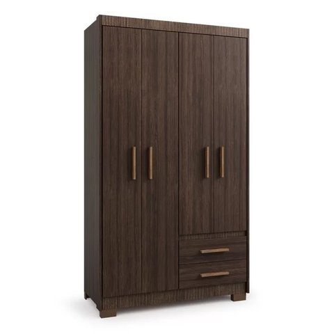 Guarda Roupa Casal 4 Portas 2 Gavetas com Pés Primacy Capuccino Batrol