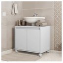 Ver imagem 1 de Gabinete Armário Para Banheiro Rodízios Clean Branco Caemmun
