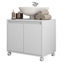 Ver imagem 2 de Gabinete Armário Para Banheiro Rodízios Clean Branco Caemmun