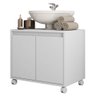 Gabinete Armário Para Banheiro Rodízios Clean Branco Caemmun - 1