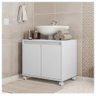 Gabinete Armário Para Banheiro Rodízios Clean Branco Caemmun - 2