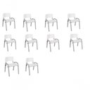 Ver imagem 1 de Kit 10 Cadeira Iso Infantil Creche, Base Cinza Branco