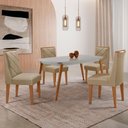 Ver imagem 1 de Mesa de Jantar Copper 120cm MDF Vidro com 4 Cadeiras Moderna Turim 07/Off//Serig. Off