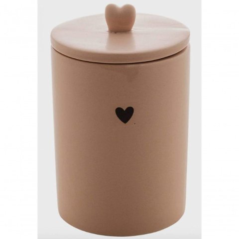 Potiche Decorativo de Ceramica Heart Bege 10x10x12 - Lyor
