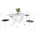Ver imagem 2 de Conjunto Sala de Jantar Mesa Retangular 120x75cm Tampo Madeira MDP White 4 Cadeiras Rio Branco/Preto Floral