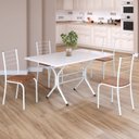 Ver imagem 1 de Conjunto Sala de Jantar Mesa Retangular 120x75cm Tampo Madeira MDP White 4 Cadeiras Rio Branco/C. Marrom