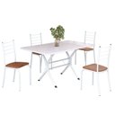 Ver imagem 2 de Conjunto Sala de Jantar Mesa Retangular 120x75cm Tampo Madeira MDP White 4 Cadeiras Rio Branco/C. Marrom