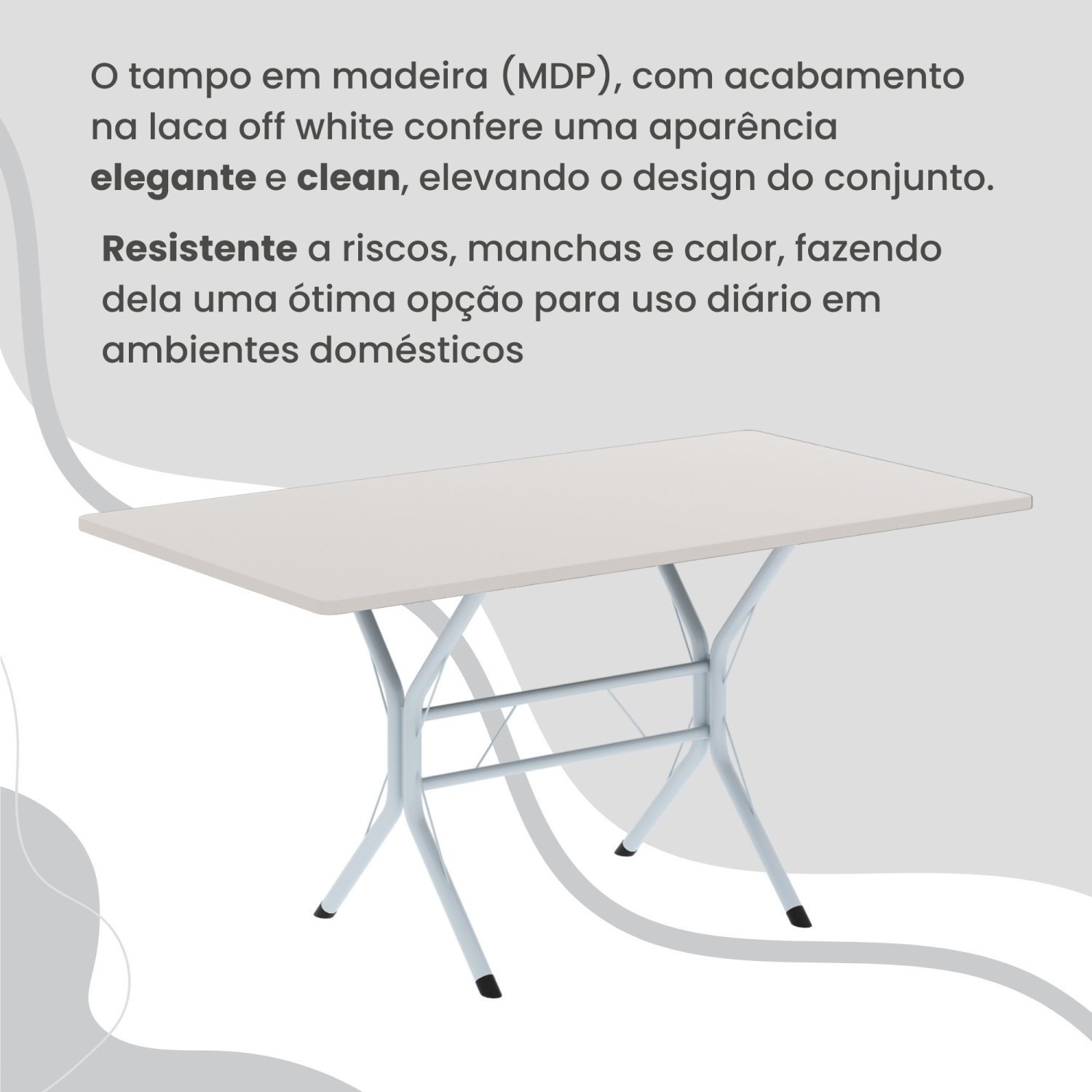 Conjunto Sala de Jantar Mesa Retangular 120x75cm Tampo Madeira Mdp White 4 Cadeiras Rio - 8