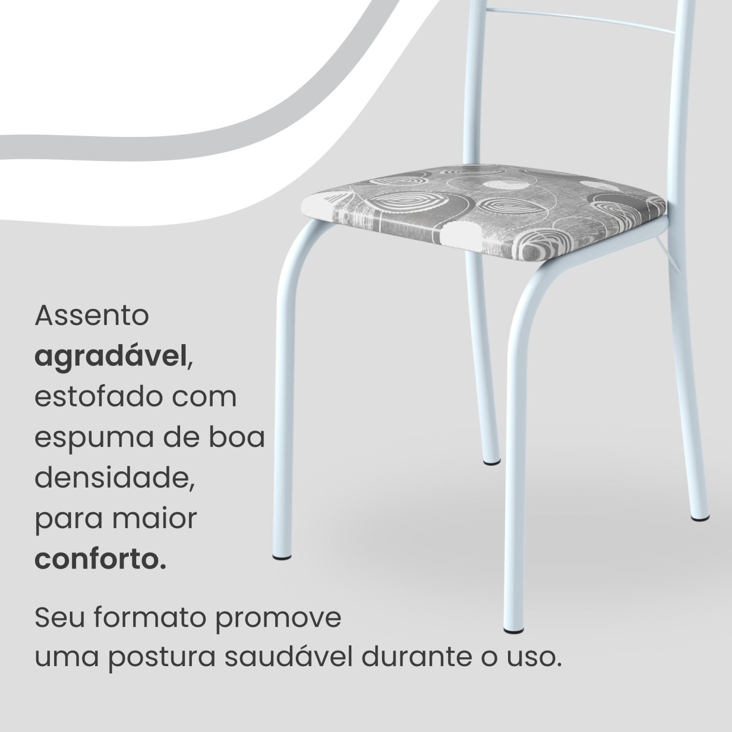 Conjunto Sala de Jantar Mesa Retangular 120x75cm Tampo Madeira Mdp White 4 Cadeiras Rio - 6