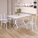 Ver imagem 1 de Conjunto Sala de Jantar Mesa Retangular 120x75cm Tampo Madeira MDP White 4 Cadeiras Rio Branco/Paraopeba