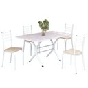Ver imagem 2 de Conjunto Sala de Jantar Mesa Retangular 120x75cm Tampo Madeira MDP White 4 Cadeiras Rio Branco/Creme