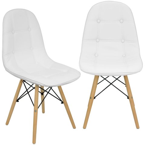 Kit 2 Cadeiras Charles Eames Botonê Eiffel Estofada Branco Branca
