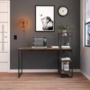 Ver imagem 4 de Mesa C-estante Alta 135x64x115cm C-03 Prateleiras Carvalho Dark - Est.preta Carvalho Dark - Est.