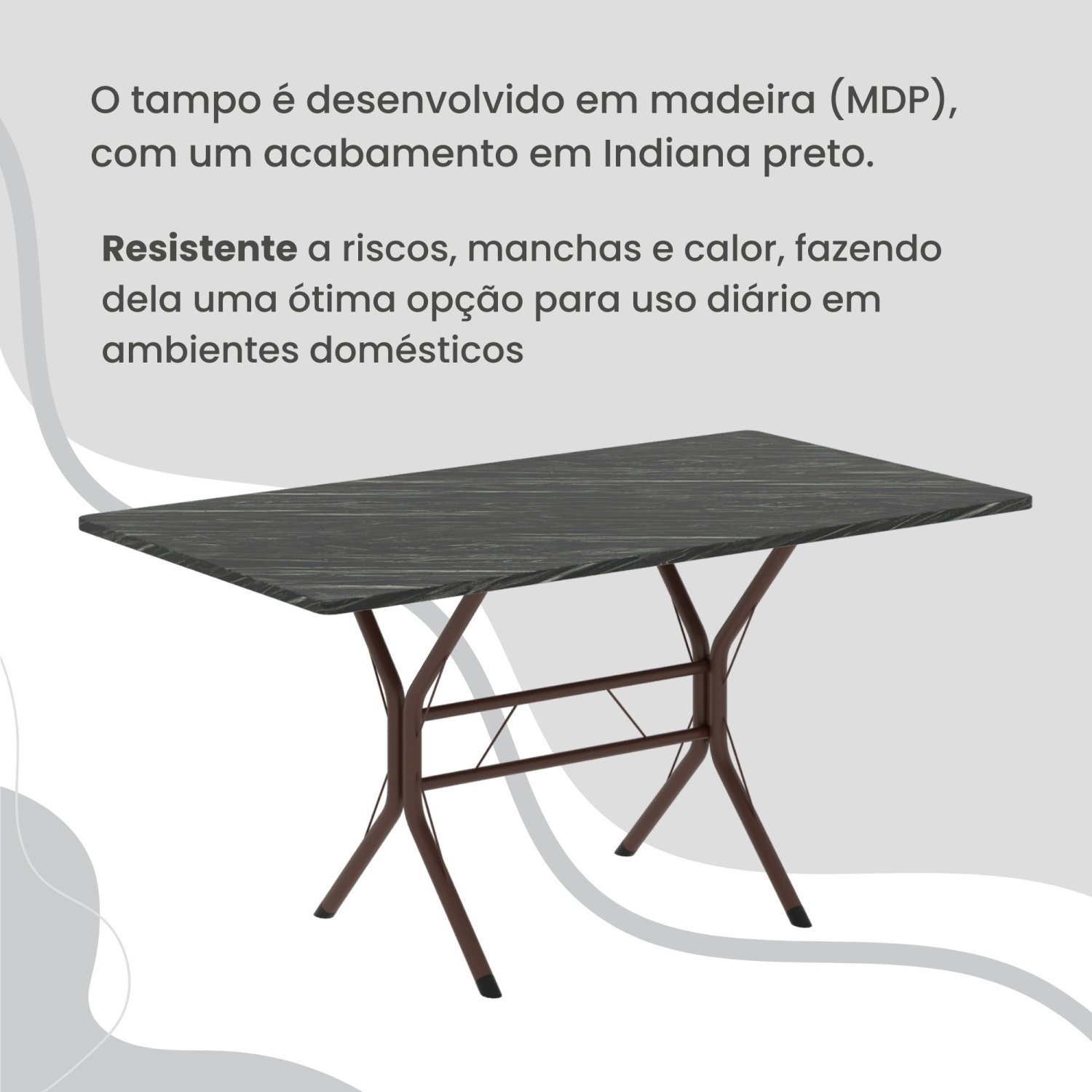 Conjunto Sala de Jantar Mesa Retangular 120x75cm Tampo Madeira Mdp Indiana 4 Cadeiras Rio - 8