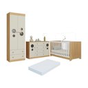 Ver imagem 1 de Quarto de Bebê Completo Berço Americano 3x1 Colchão Pirulito Multimóveis Mp4641 Madeirado/off