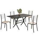 Ver imagem 2 de Conjunto Sala de Jantar Mesa Retangular 120x75cm Tampo Madeira MDP Indiana 4 Cadeiras Rio Preto/Creme/Fosco