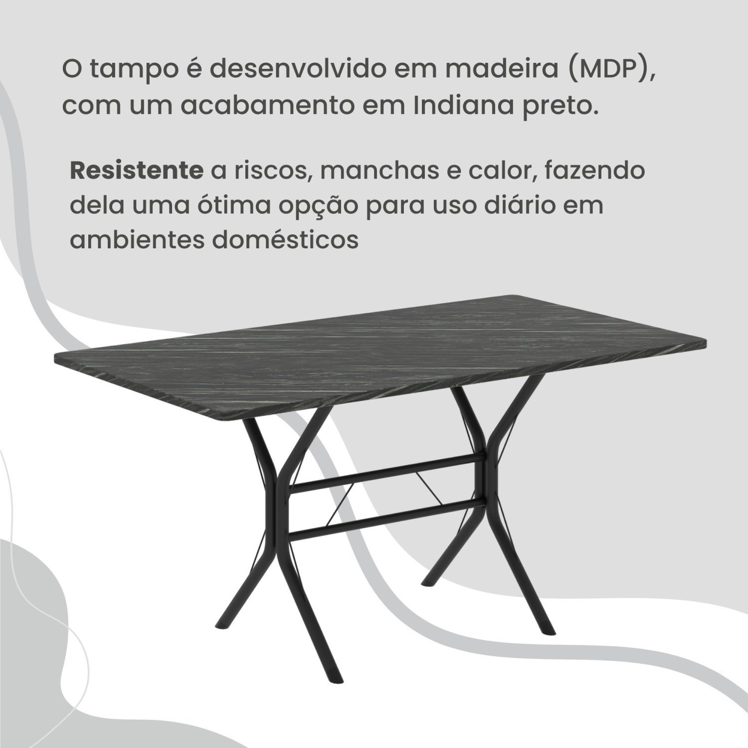 Conjunto Sala de Jantar Mesa Retangular 120x75cm Tampo Madeira Mdp Indiana 4 Cadeiras Rio - 8