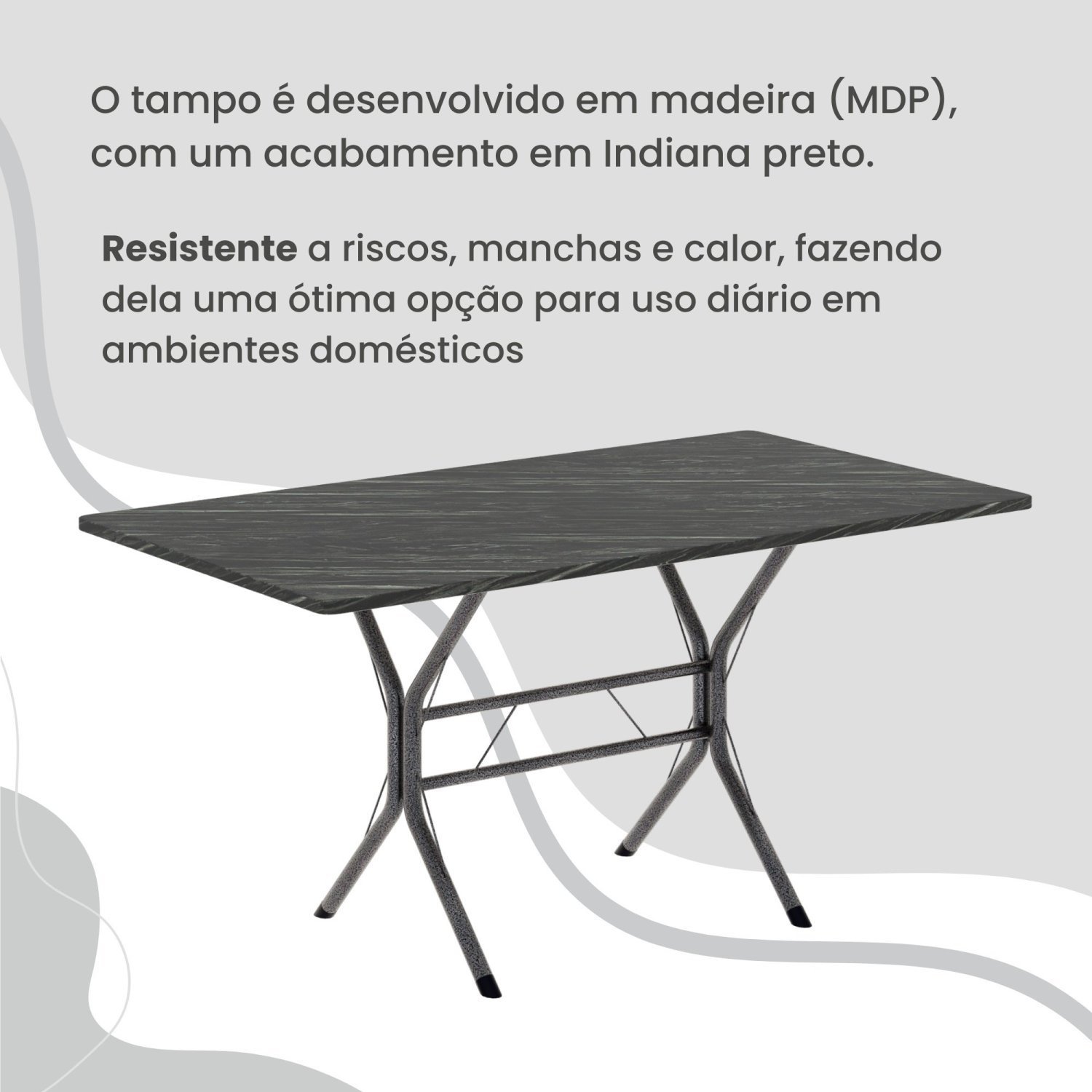 Conjunto Sala de Jantar Mesa Retangular 120x75cm Tampo Madeira Mdp Indiana 4 Cadeiras Rio - 8