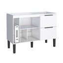 Ver imagem 2 de Balcão Gabinete de Cozinha Com Tampo em Madeira 120 Ipanema 2 Gavetas Branco - Mobília e Casa