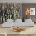 Ver imagem 1 de Sofá 3 Lugares Orgânico com Chaise e 2 Módulos Berlim Bouclê Cinza Claro-off White K01 - D'Rossi