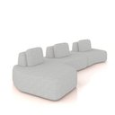 Ver imagem 2 de Sofá 3 Lugares Orgânico com Chaise e 2 Módulos Berlim Bouclê Cinza Claro-off White K01 - D'Rossi