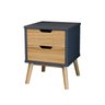 Mesa de Cabeceira Lara de Madeira Maciça com 2 Gavetas - Cinza - 2