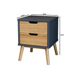 Mesa de Cabeceira Lara de Madeira Maciça com 2 Gavetas - Cinza - 3