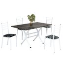 Ver imagem 2 de Conjunto Sala de Jantar Mesa Retangular 120x75cm Tampo Madeira MDP Indiana 4 Cadeiras Rio Branco/Preto Floral