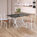 Ver imagem 1 de Conjunto Sala de Jantar Mesa Retangular 120x75cm Tampo Madeira MDP Indiana 4 Cadeiras Rio Branco/C. Marrom