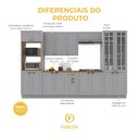 Ver imagem 5 de Armário de Cozinha Modulada Completa Fidelitá Nara 100% MDF 6 Peças 350cm 18 Portas 2 Gavetas com