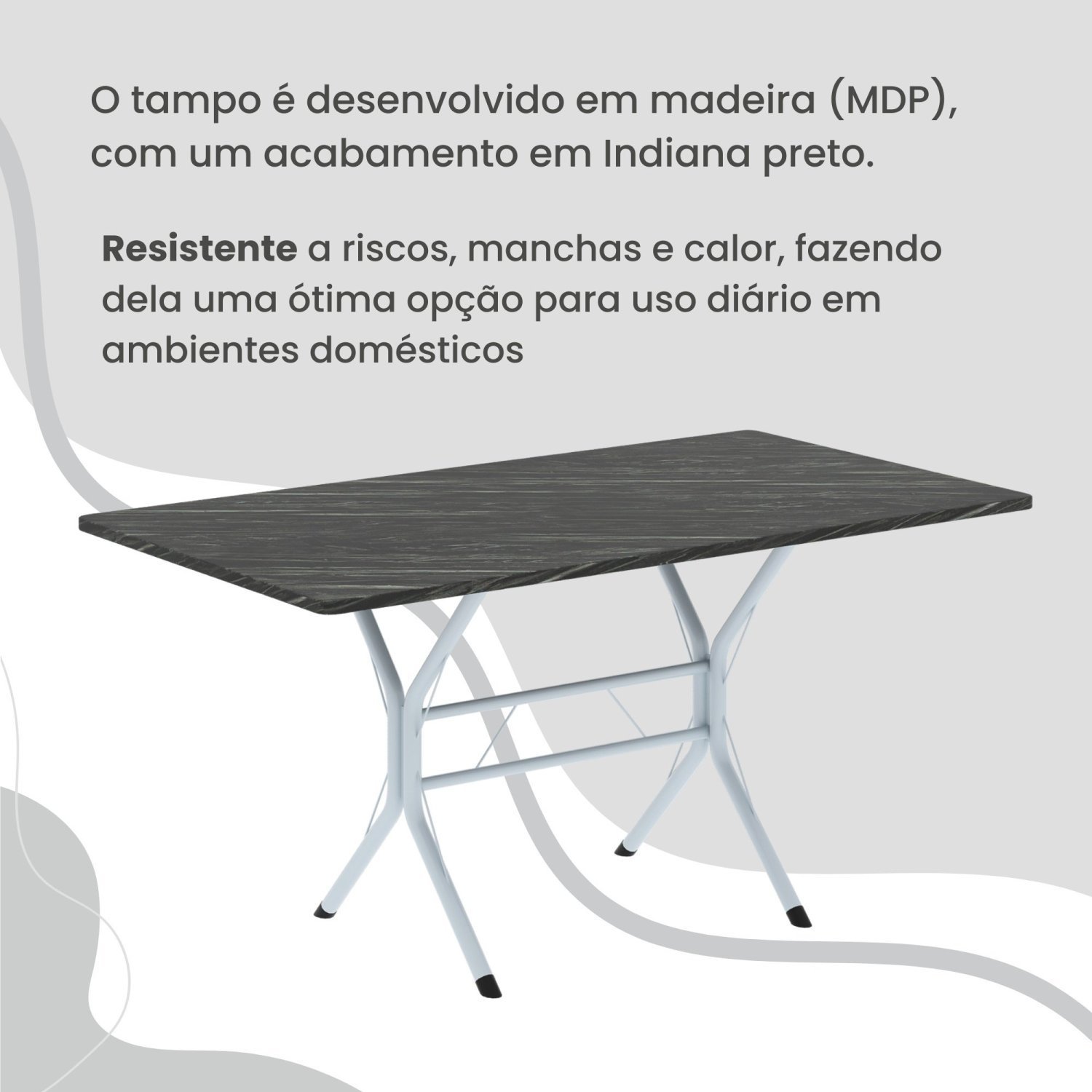 Conjunto Sala de Jantar Mesa Retangular 120x75cm Tampo Madeira Mdp Indiana 4 Cadeiras Rio - 8