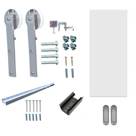 Kit Porta de Correr Fundo Primer 0,80x210 + Trilho Escovado