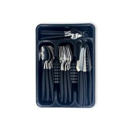Jogo de Talheres Faqueiro Aço Inox com Gaveteiro - Preto - 2