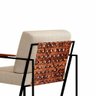 Poltrona Roma Linho Bege com Rattan e Base em Metal Preto - 6